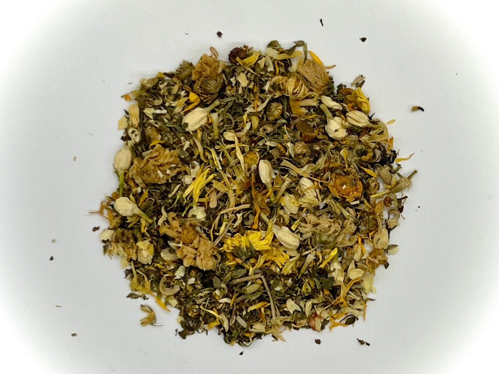 Tea and Cookies Box w/ Flower Power Mint Tea - Caffeine Free - Compostable Tea Bags