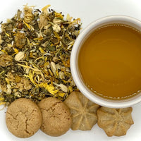 Tea and Cookies Box w/ Flower Power Mint Tea - Caffeine Free - Compostable Tea Bags