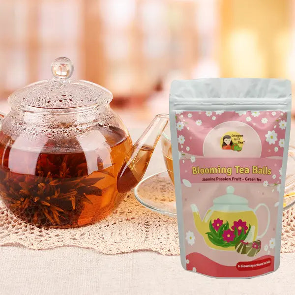 Jasmine Passion Fruit Green Tea - 6 Blooming Tea Balls Dragon Girl Tea