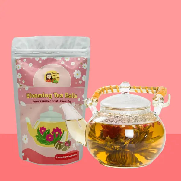 Jasmine Passion Fruit Green Tea - 6 Blooming Tea Balls Dragon Girl Tea