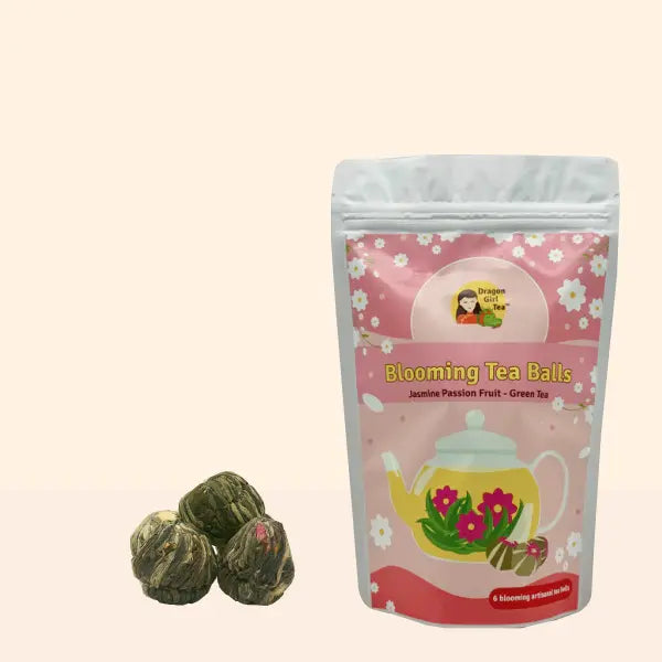 Jasmine Passion Fruit Green Tea - 6 Blooming Tea Balls Dragon Girl Tea