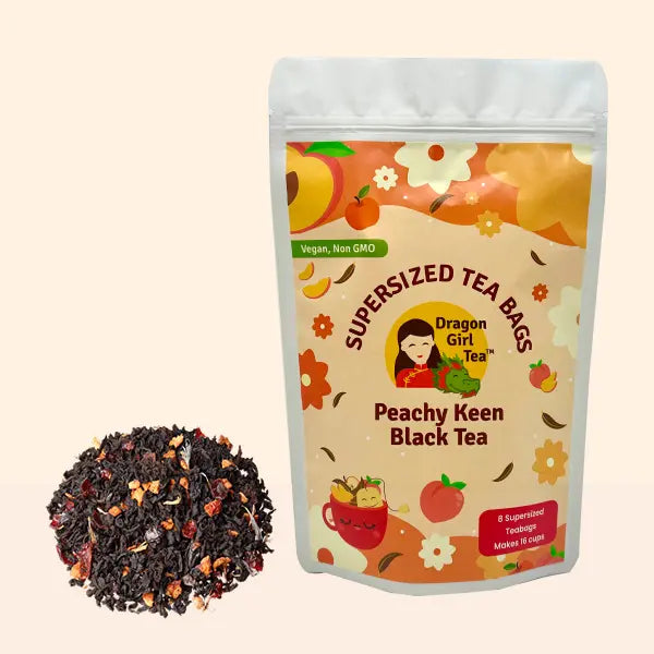 Peachy Keen Black Tea - Compostable Tea Bags 2025 Dragon Girl Tea