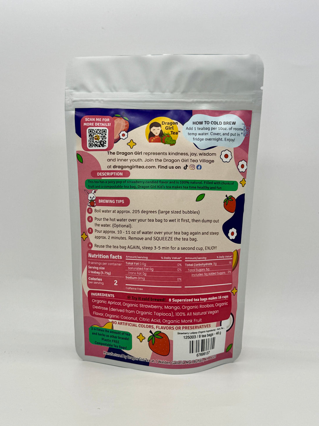 Strawberry Lollipop - Kid's Tea - Caffeine Free - Compostable Tea Bags