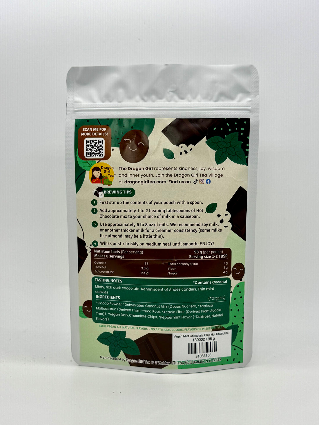 Vegan Mint Chocolate Dark Chocolate Hot Chocolate