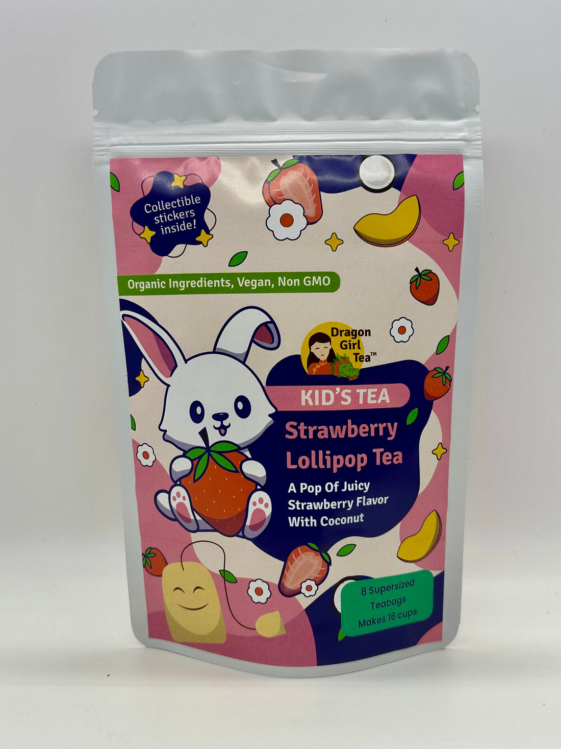 Strawberry Lollipop (Organic Ingredients) - Kid's Tea - Caffeine Free - Compostable Tea Bags