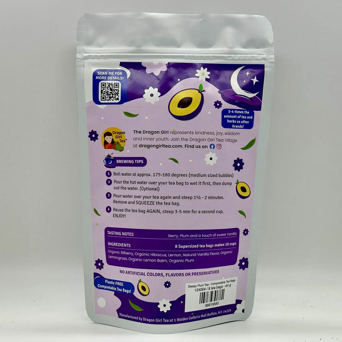 Sleepy Plum Tea (Organic Ingredients) - Compostable Tea Bags - Caffeine Free 2025