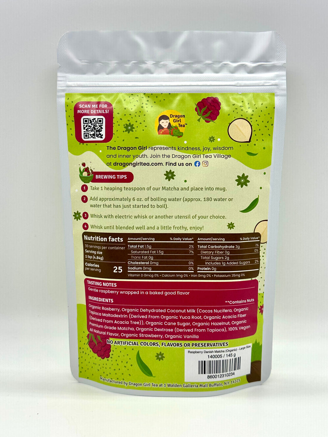 Raspberry Danish Matcha (Organic) - Large Size 2025