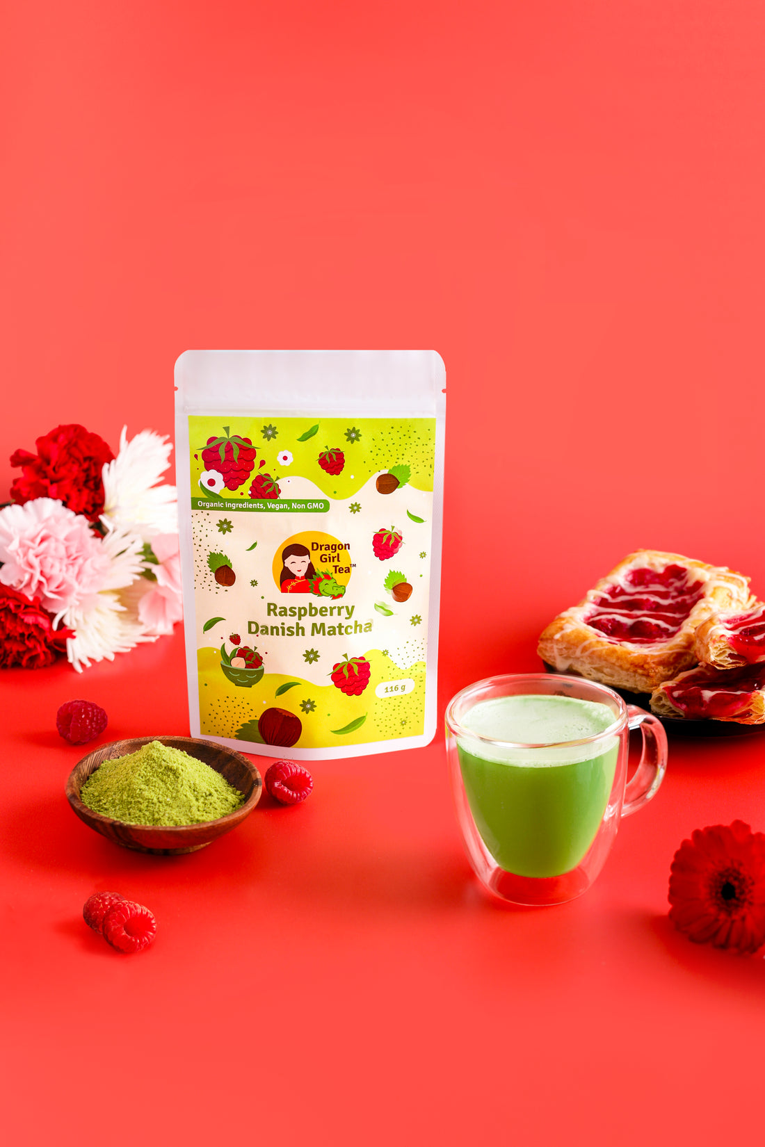 Raspberry Danish Matcha (Organic) - Large Size