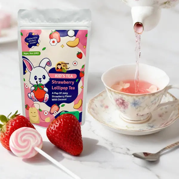 Delicious Strawberry Lollipop Herbal Tea for Kids – Dragon Girl Tea