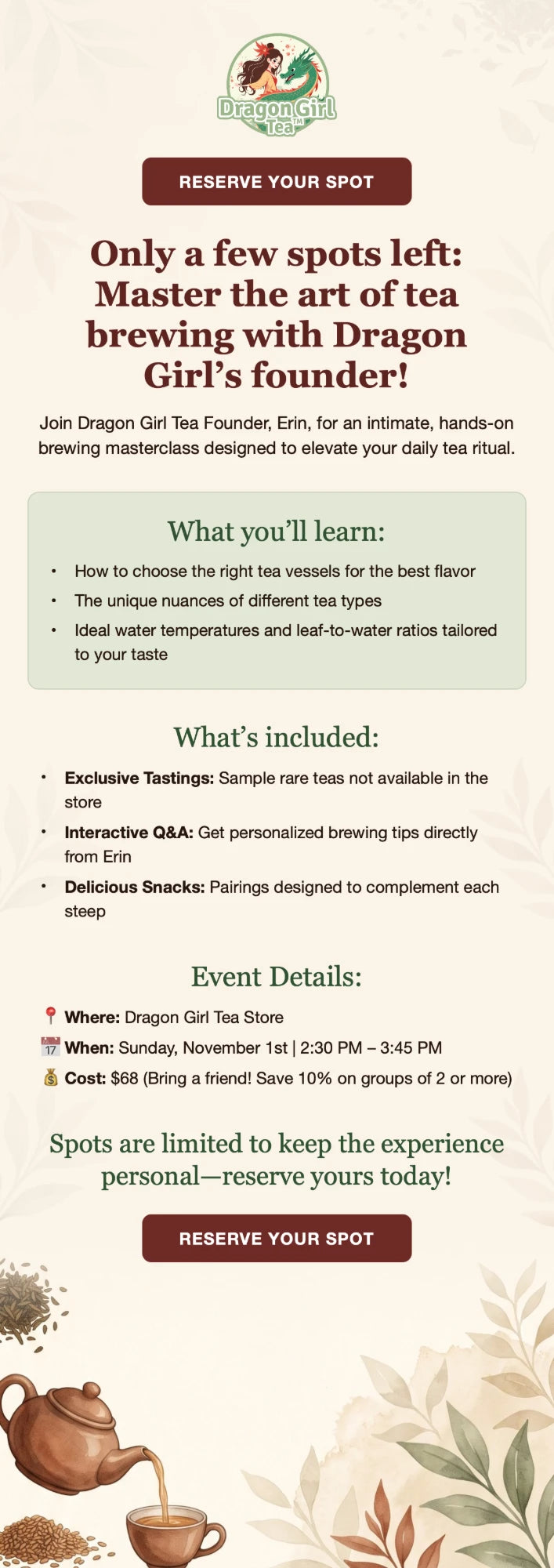 Tea Brewing Masterclass with Erin