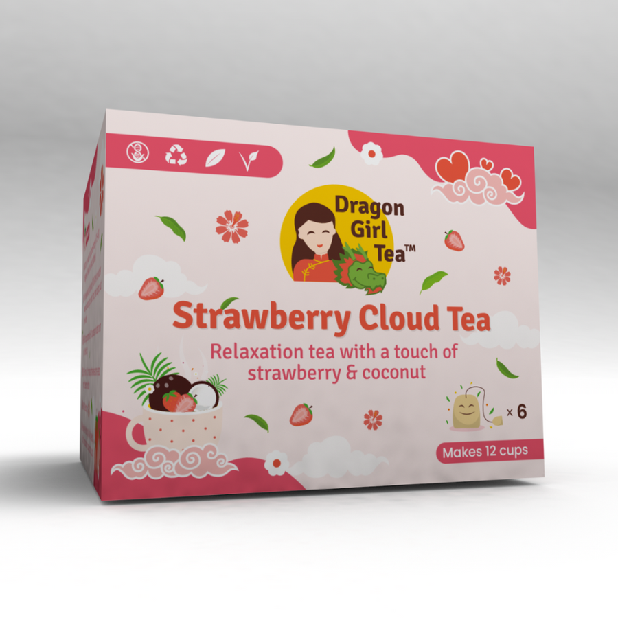 Dragon Tea Girl Organic Strawberry Cloud Tea with Compostable Tea Bags